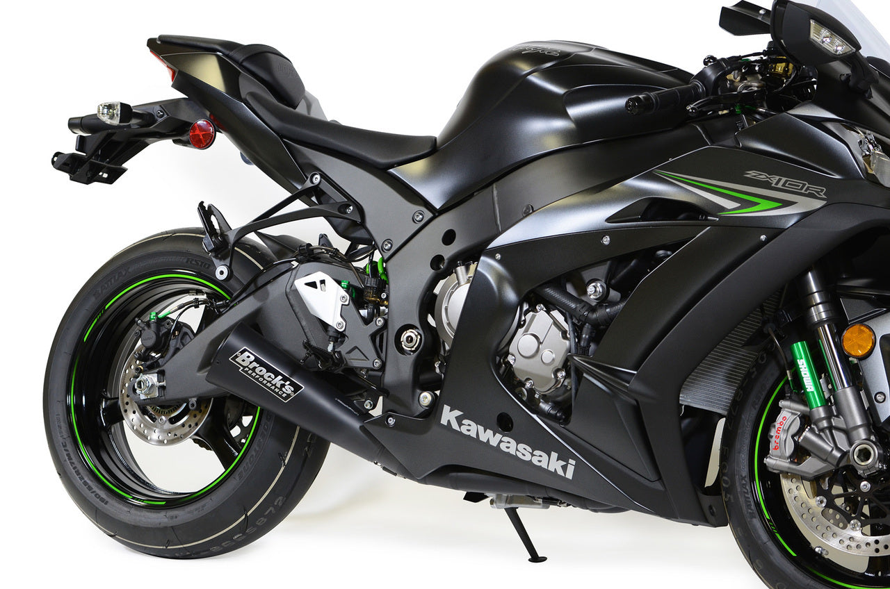 Alien Head 2 Full System Black 14" Muffler ZX-10R (16-20) - Brock's Performance