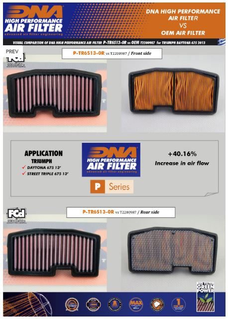 Triumph Daytona / Street Triple 675 Air Filter (2013-17) - DNA