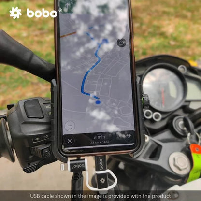 BOBO BM1 PRO Jaw-Grip Bike Phone Holder With Fast USB 3.0 Charger (Black)