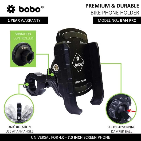 BOBO BM4 PRO Jaw-Grip Phone Holder (Black)