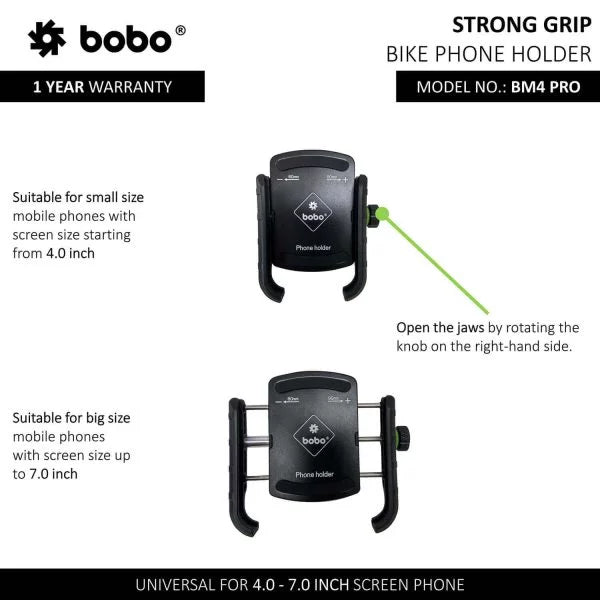 BOBO BM4 PRO Jaw-Grip Phone Holder (Black)