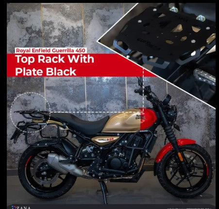 Top Rack with Plate (Black) For Royal Enfield Guerrilla 450-Zana-ZI-8521