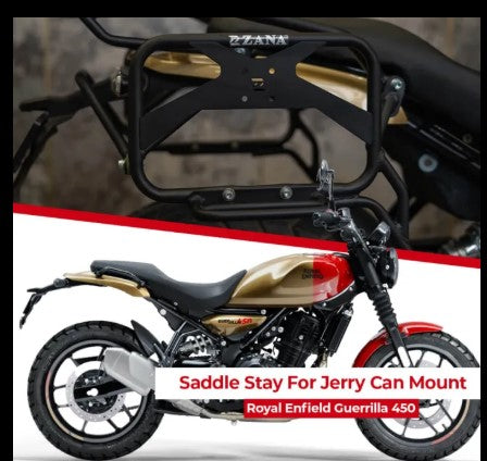 Saddle Stay With Jerry Can Mount For Royal Enfield Guerrilla 450 (Black Texture)-Zana-ZI-8522