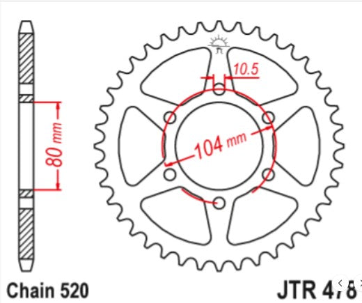 Sprockets Rear (478 - 46T) - JT