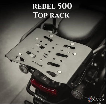 Top Rack With MS Plate Black For Honda Rebel 500-Zana