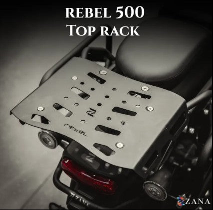 Top Rack With MS Plate Black For Honda Rebel 500-Zana