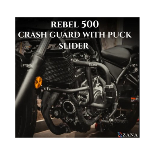 Crash Guard With Puck Slider Black For Honda Rebel 500-Zana
