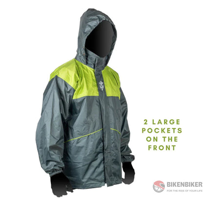 Hurricane Air Tourpro Waterproof Rain Overjacket - Grey + Green