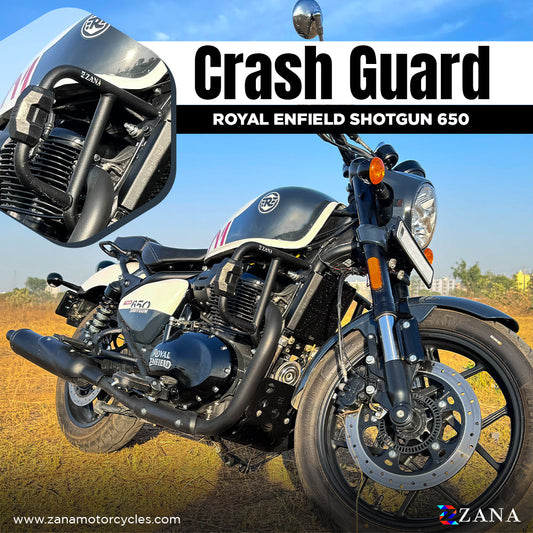 Crash Guard For Shotgun 650 ( With Slider Puck , Black, Mild Steel )Type-2 - ROYAL ENFIELD - ZI-8459