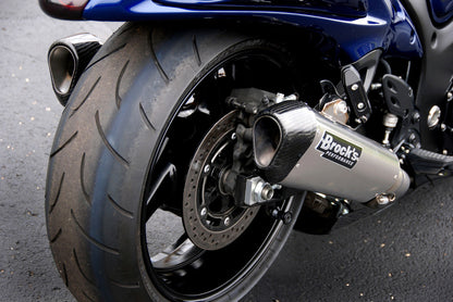 CT Dual Full System w/ 16'' QuietKore Muffler Hayabusa (08-20) - Brock's Performance