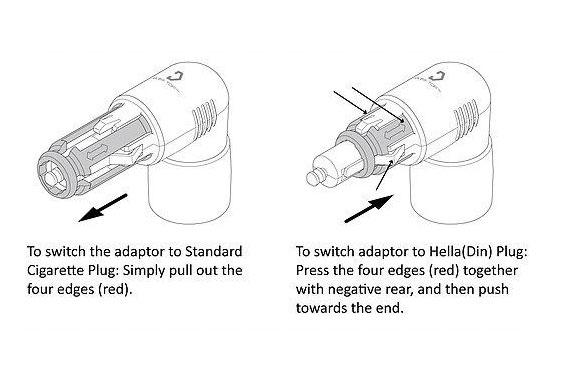 DIN/Cigarette (Interchangeable) to USB Adapter (3.3A) - Cliff Top