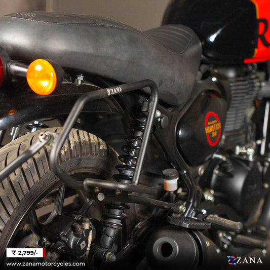 Saddlestay With Exhaust Shield (Black) For Royal Enfield Hunter 350 - Zana