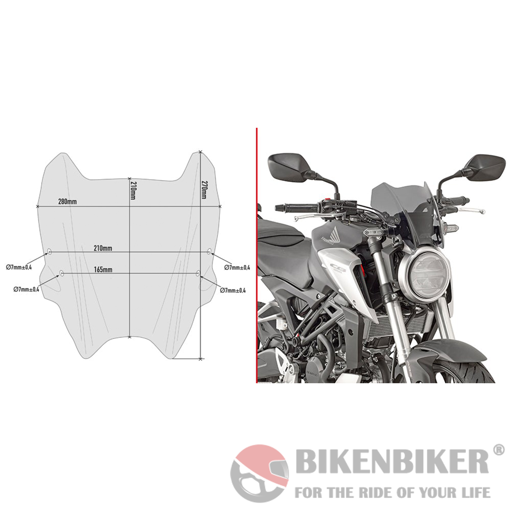 Specific Windscreen, smoked for Honda CB300R - Givi