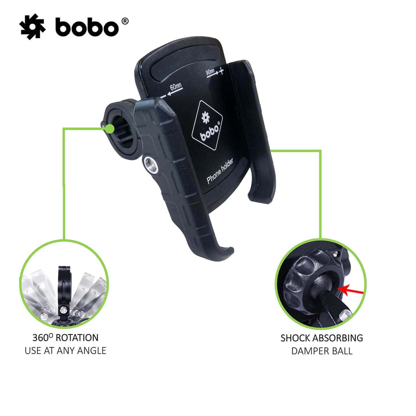 Jaw-Grip Aluminium Bike / Cycle Phone Holder Motorcycle Mobile Mount - Bobo