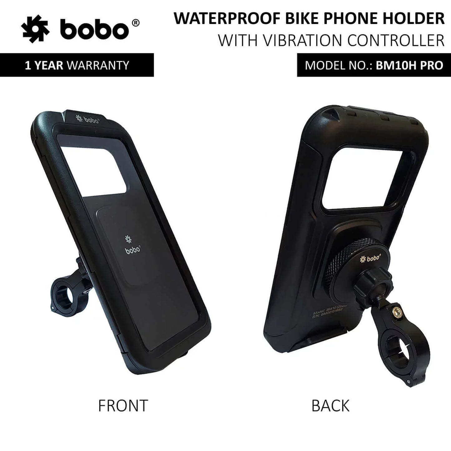 BOBO BM10H PRO Jaw-Grip Mobile Phone Holder Mount with Fast USB 3.0 Charger (Black)