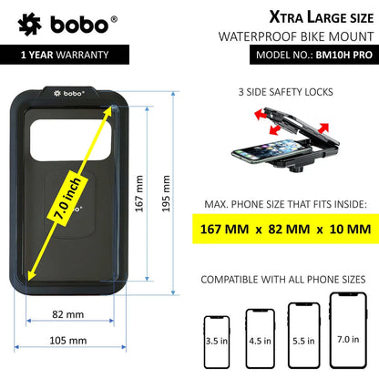 BOBO BM10H PRO Jaw-Grip Mobile Phone Holder Mount with Fast USB 3.0 Charger (Black)