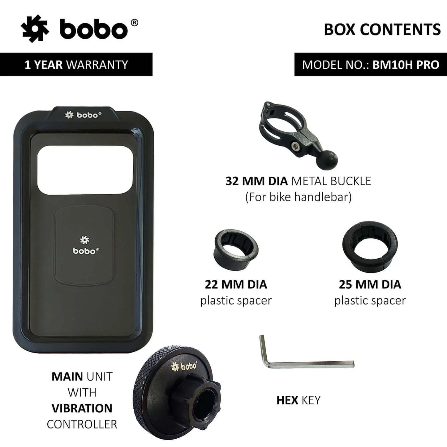 BOBO BM10H PRO Jaw-Grip Mobile Phone Holder Mount with Fast USB 3.0 Charger (Black)