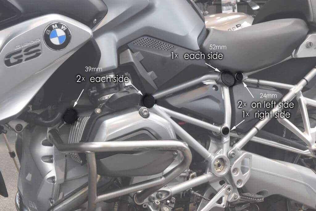 BMW R1200/1250 GS/GSA Protection - Frame Caps - Pyramid Plastics