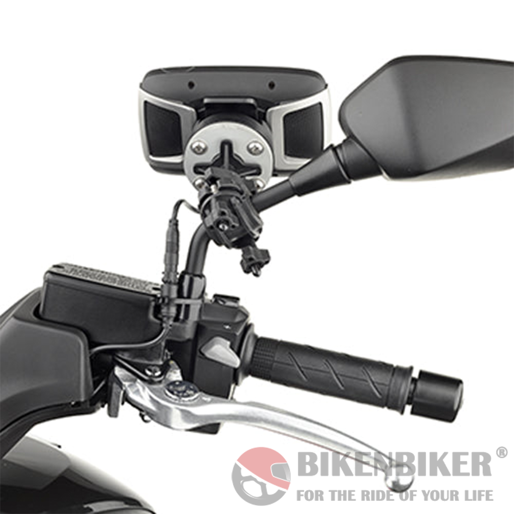 STTR40 Universal Support to Mount Either the GPS Tom Tom Rider (40, 400, 410, II, 42, 420, 450, 500, 550) on Tubular Handlebars or on the Stalk of the Rearview Mirror - Givi