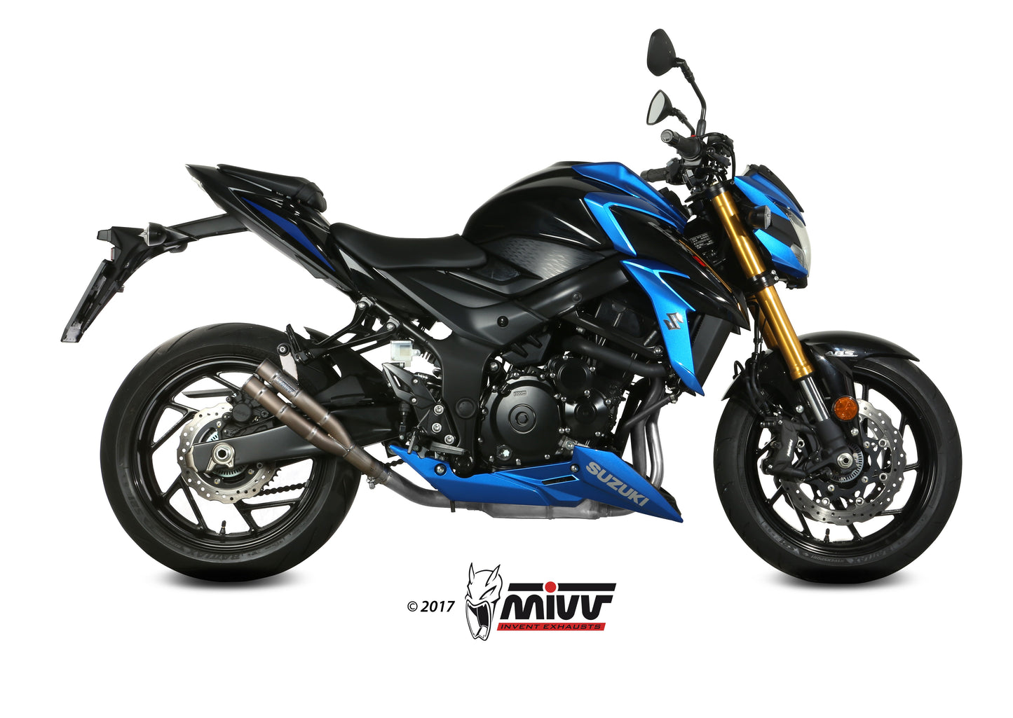 Double Gun Titanium Slip On Exhaust for Suzuki GSX-S750 - Mivv