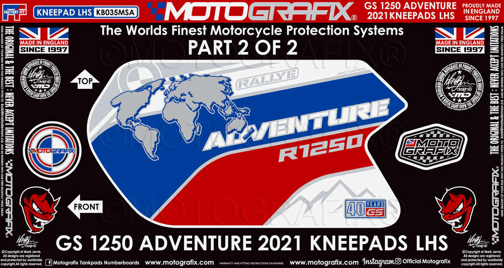 BMW R1250GS Adventure Rallye Motorcycle Tank / Knee Section Paint Protector