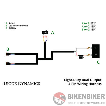 Light Duty Dual Output 4-Pin Wiring Harness - Diode Dynamics Wiring Harness Kit