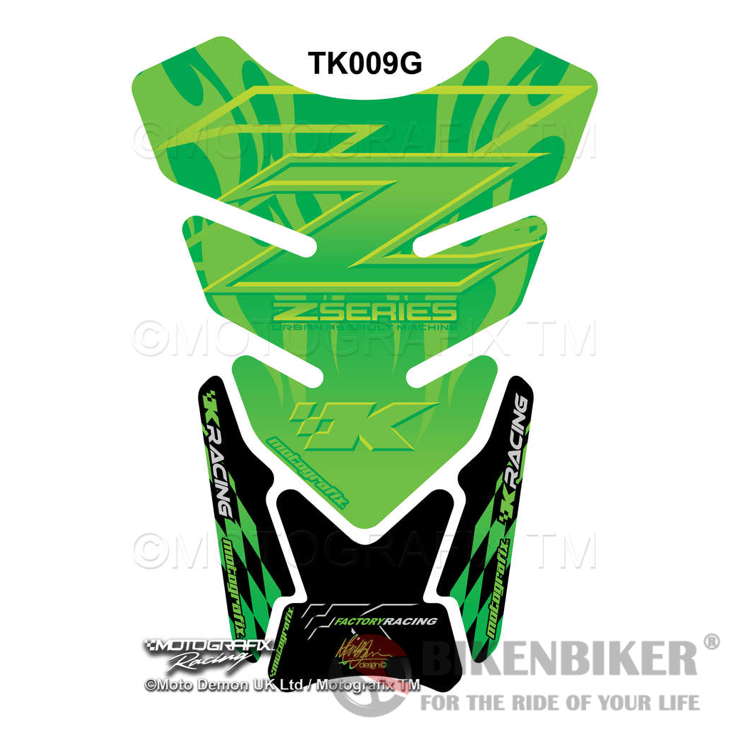 Kawasaki Z Series Z750 / Z1000 Green Motorcycle Tank Pad Protector Motografix 3D Gel TK009G-Motografix