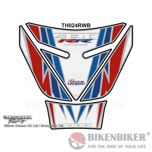 Honda CBR1000RR Fireblade 2008 - 2016 White Motorcycle Tank Pad Protector TH024RWB-Motografix