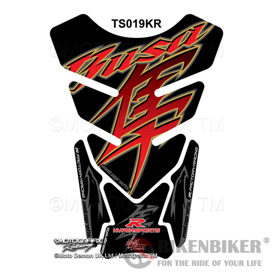 Suzuki GSX1300R Hayabusa Black / Red Motorcycle Tank Pad Protector Motografix 3D Gel TS019KR-Motografix