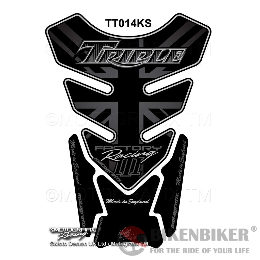 Truimph Speed Triple R Black Silver Motorcycle Tank Pad Protector Motografix 3D Gel TT014KS-Motografix