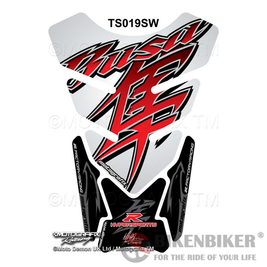 Suzuki GSX1300R Hayabusa White / Red Motorcycle Tank Pad Protector Motografix 3D Gel TS019SW-Motografix