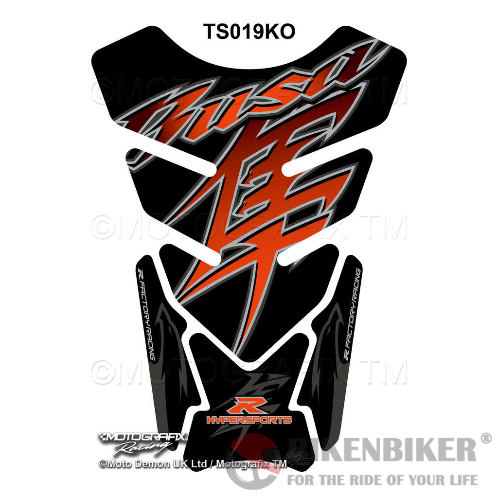 Suzuki GSX1300R Hayabusa Black Orange Motorcycle Tank Pad Protector Motografix 3D Gel TS019KO-Motografix