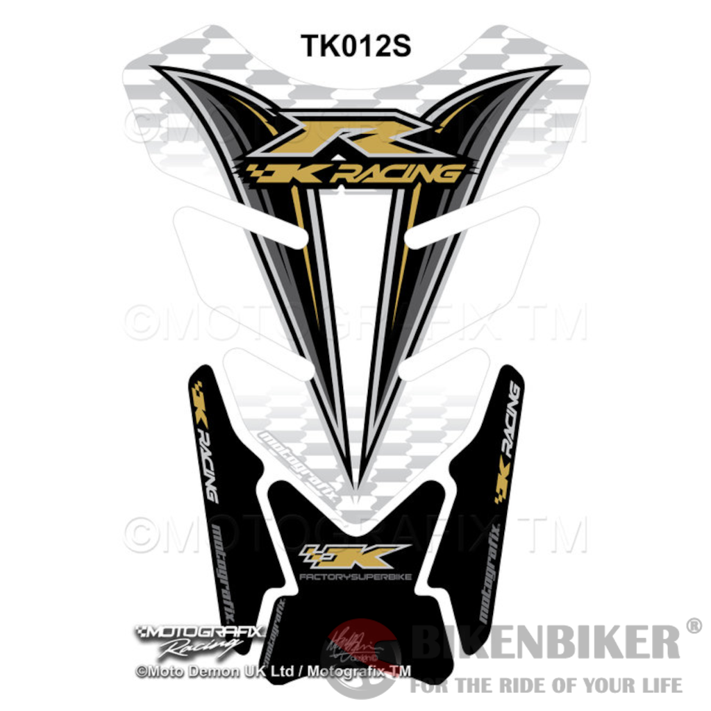 Kawasaki ZX6R / ZX10R Black Motorcycle Tank Pad Protector Motografix 3D Gel TK012S-Motografix