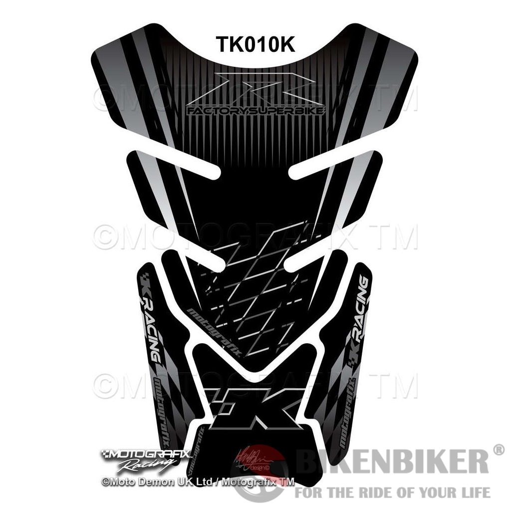 Kawasaki ZX6R / ZX10R Black Motorcycle Tank Pad Protector Motografix 3D Gel TK010K-Motografix