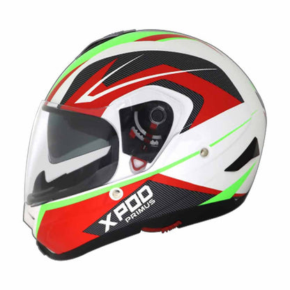 XPOD Primus Helmet for Men- Dual Visor, ISI Certified, EPS Impact Absorption, – Premium Bike Helmet for Safety & Comfort White - TVS