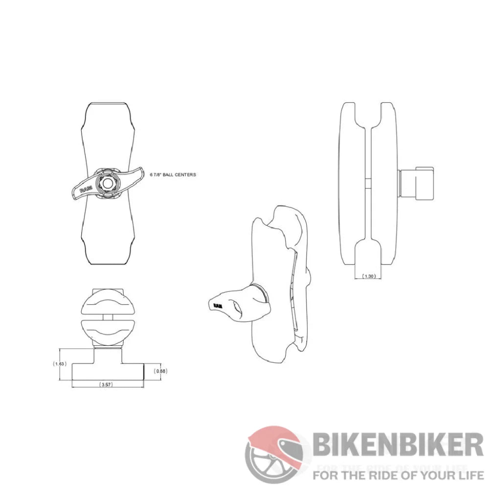 Ram Mounts Arm - Double Socket ( 8.44) Ram Accessory