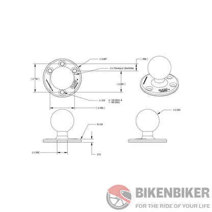 Ram Mounts Base 3.68 Large Round Plate With Ball Ram Accessory