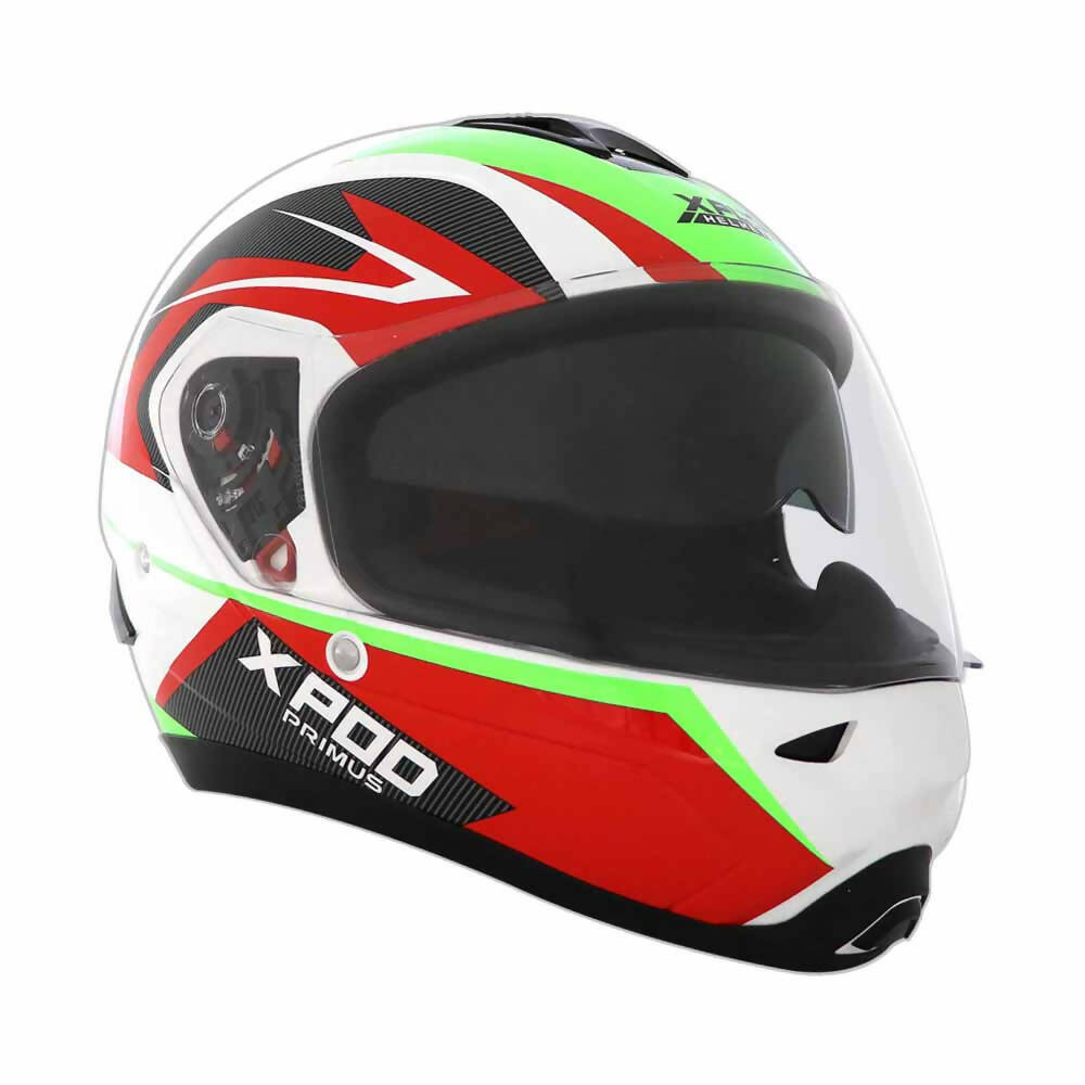 XPOD Primus Helmet for Men- Dual Visor, ISI Certified, EPS Impact Absorption, – Premium Bike Helmet for Safety & Comfort White - TVS